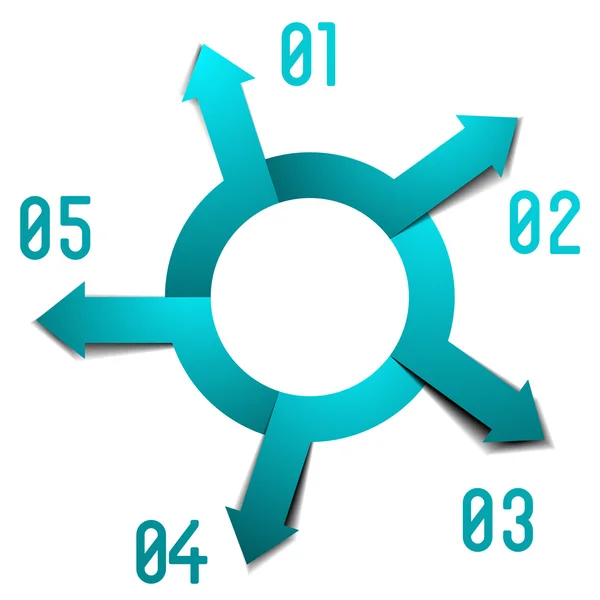 Cercle infographique cinq flèches — Image vectorielle