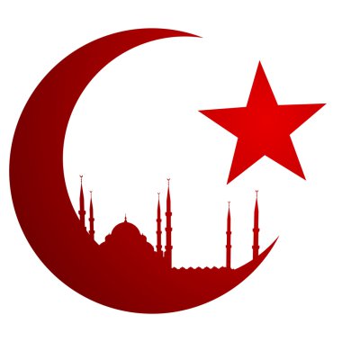 Crescent Moon with Mosque clipart