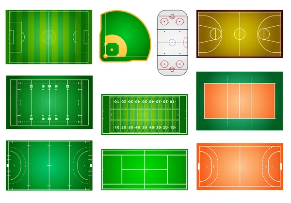 Campos y canchas deportivas — Vector de stock