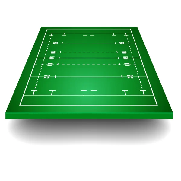 Campo de rugby con perspectiva — Vector de stock