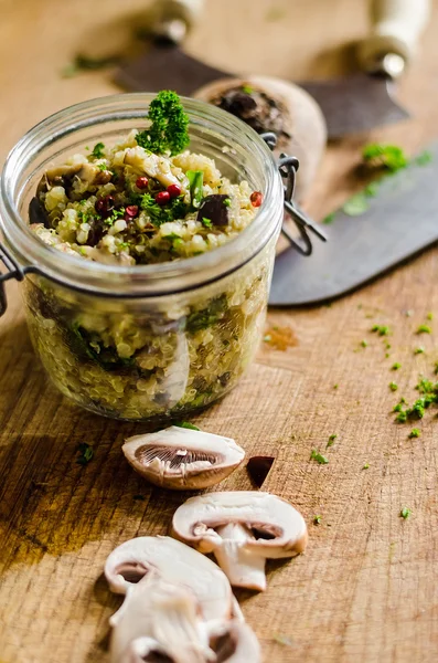 Salad In Jar On Chopping Board — Stock Photo, Image