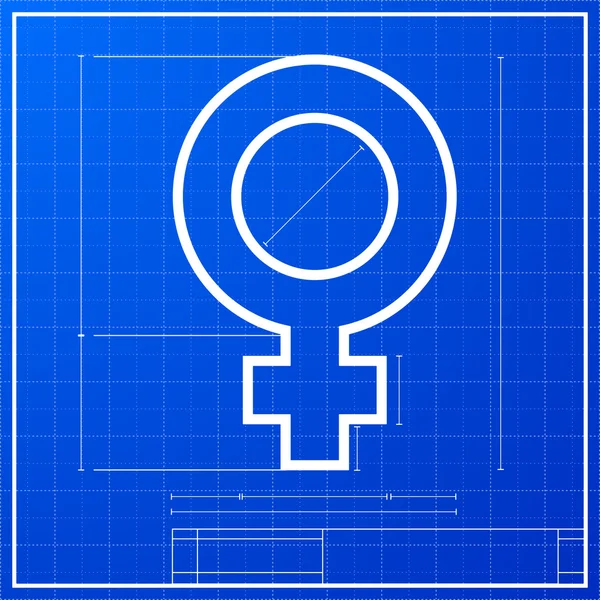 Blueprint female symbol — Stock Vector