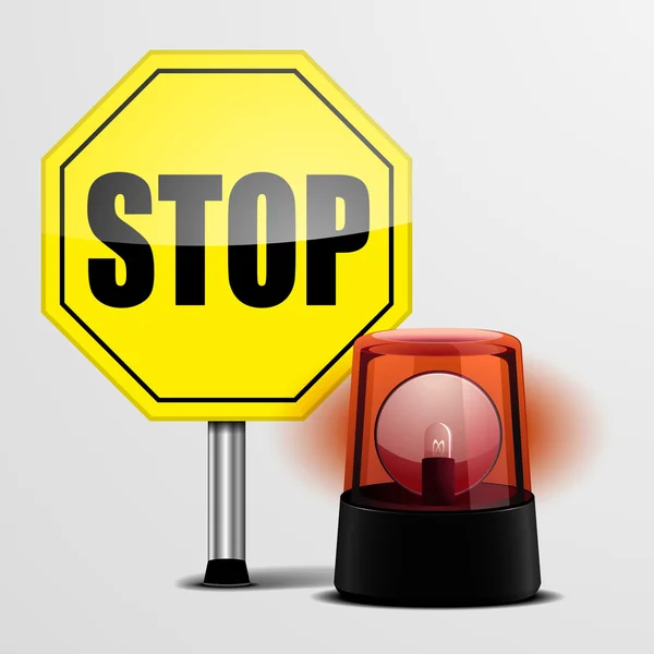 Stop Sign with Flashing Light — Stock Vector