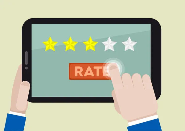 Tablet rating three stars — Stock Vector