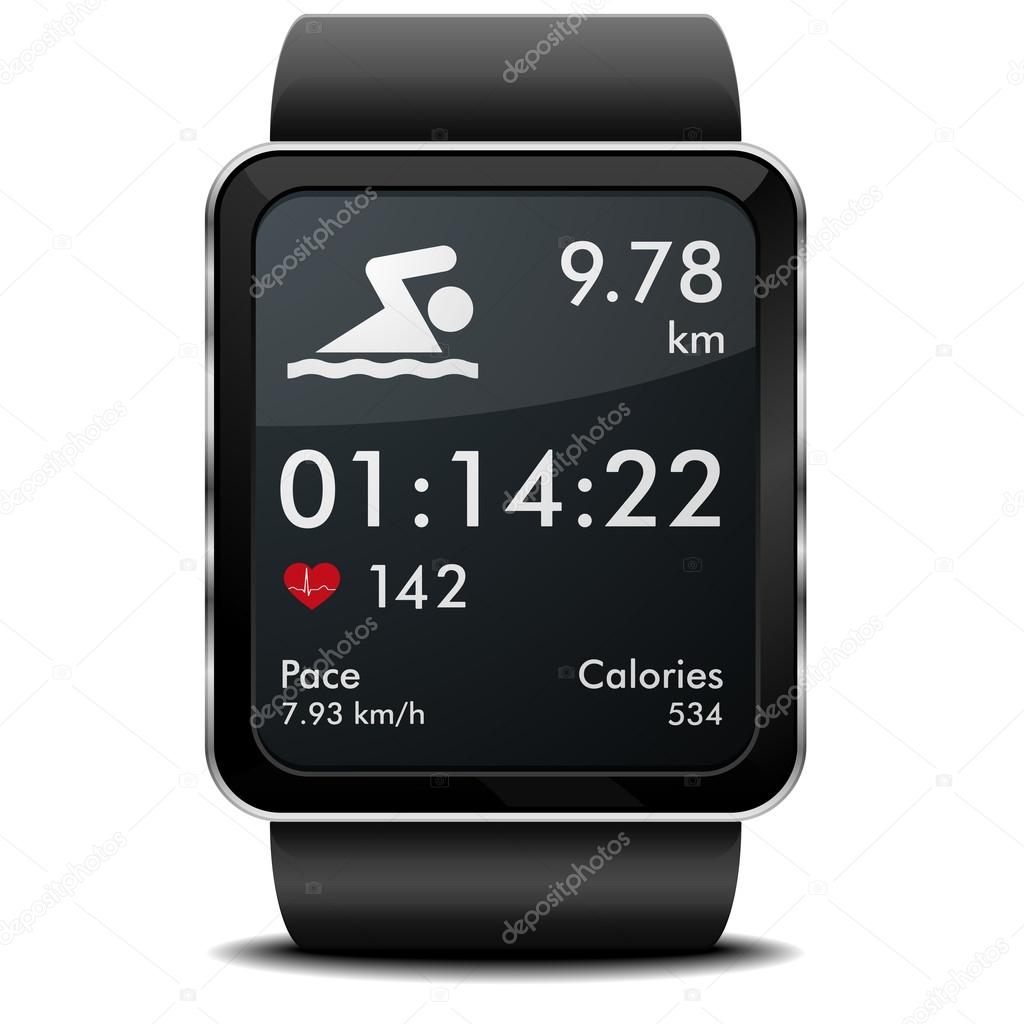 Smartwatch swim Fitness — Stock Vector © unkreatives 48798557