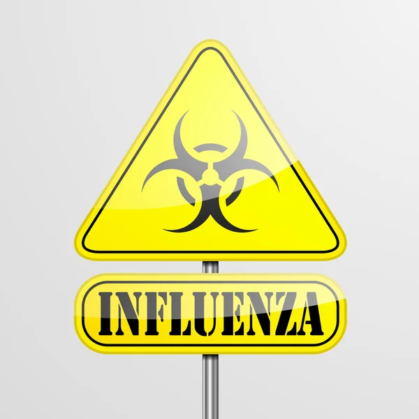 Yellow Influenza Warning Sign — Stock Vector