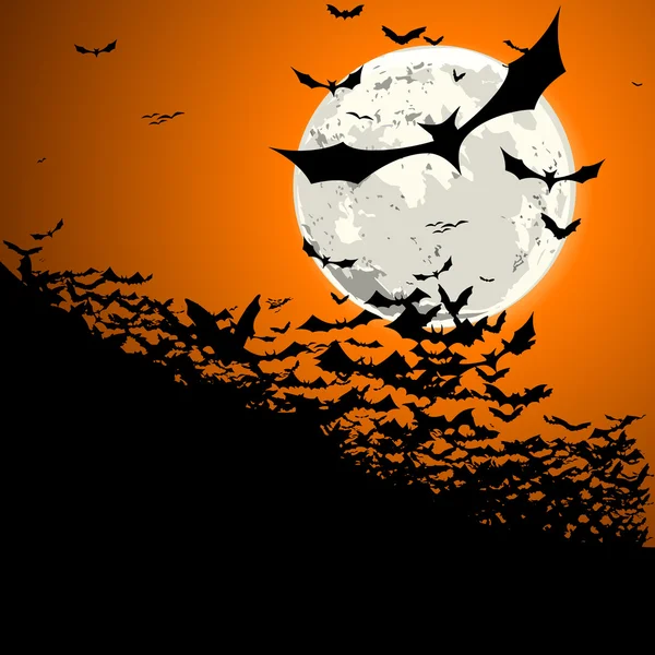 Halloween morcegos lua — Vetor de Stock