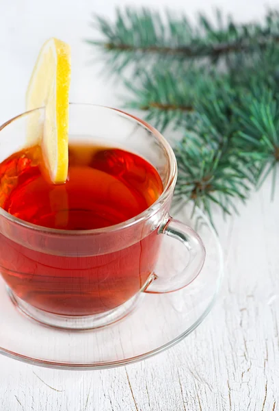 Boże Narodzenie herbata z cytryną — Zdjęcie stockowe
