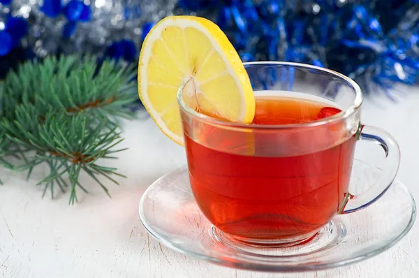 Christmas tea with lemon — Stock Photo, Image