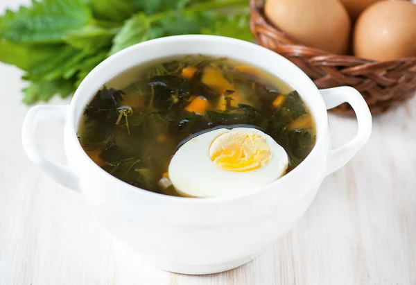 Nettle soup med ägg — Stockfoto