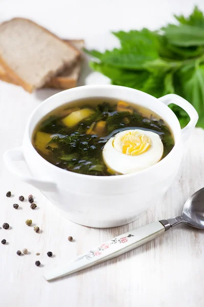 Nettle soup med ägg — Stockfoto