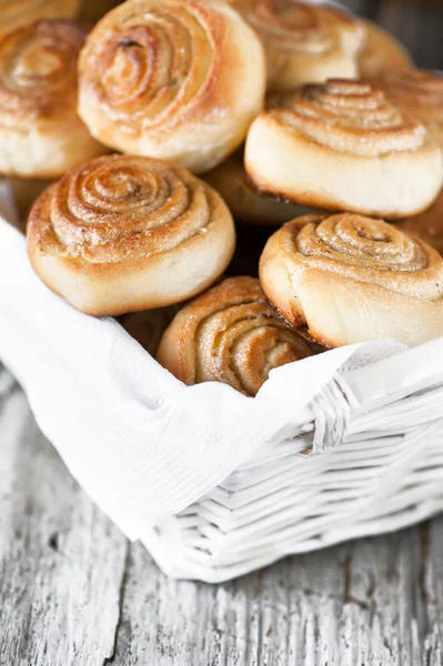 Sweet buns in the basket — Stock Photo, Image