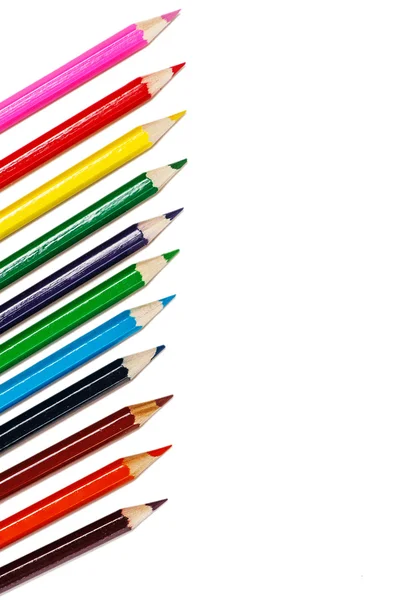 Colorful pencils isolated on white — Stock Photo, Image