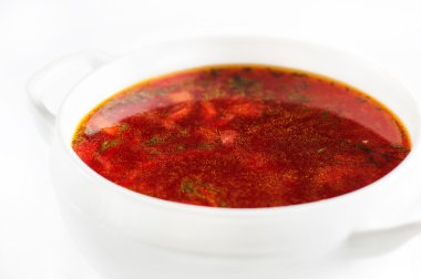 Borsch beyaz zemin üzerine