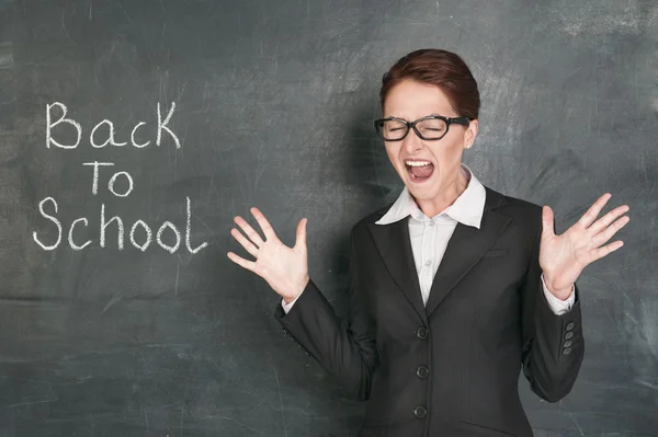 Back to school with screaming teacher — Stock Photo, Image