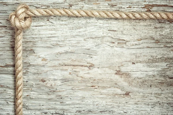 Rope and wood background — Stock Photo, Image