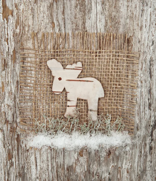 Cervo di Natale in corteccia di betulla — Foto Stock