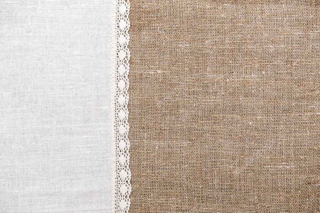 Burlap background with linen cloth