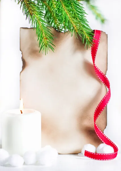 Biglietto natalizio con candela — Foto Stock