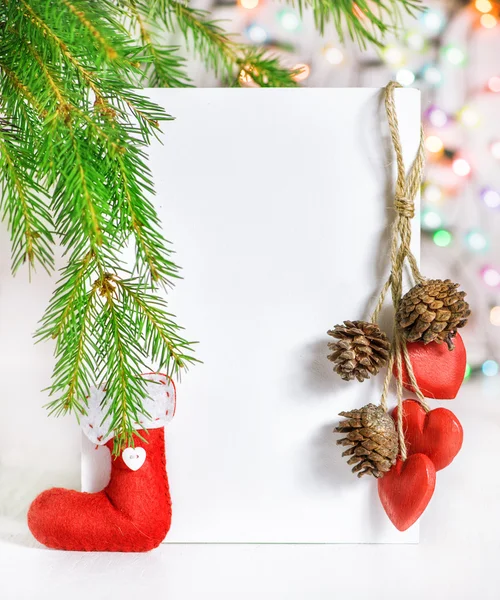 Tarjeta de Navidad con decoración navideña —  Fotos de Stock