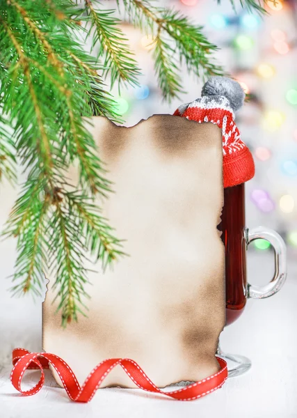 Weihnachtskarte mit Glühwein — Stockfoto