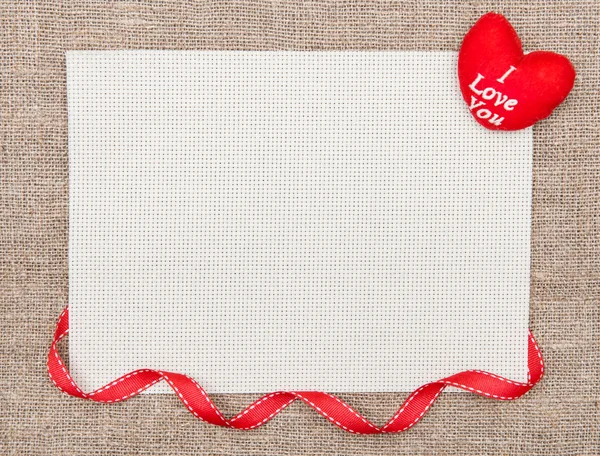 Tarjeta de San Valentín con cinta y corazón — Foto de Stock