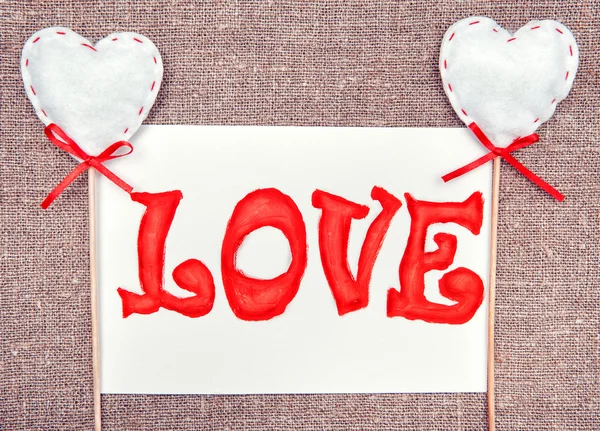 Valentine card with drawing word love — Stock Photo, Image
