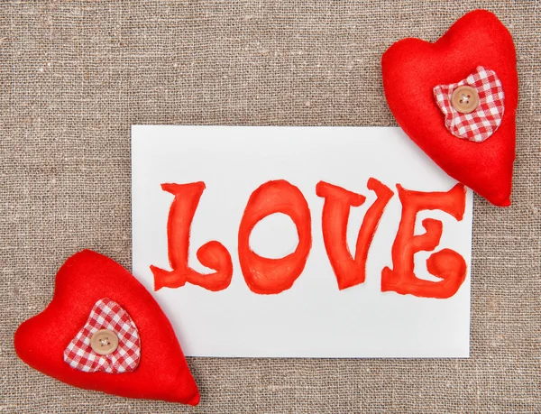 Valentine card with drawing word love — Stock Photo, Image