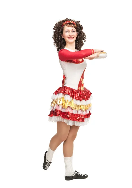 Young woman in irish dance dress — Stock Photo, Image