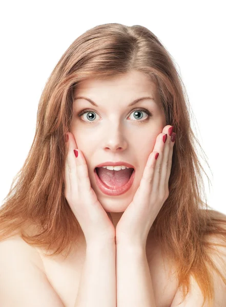 Beautiful young woman surprised — Stock Photo, Image