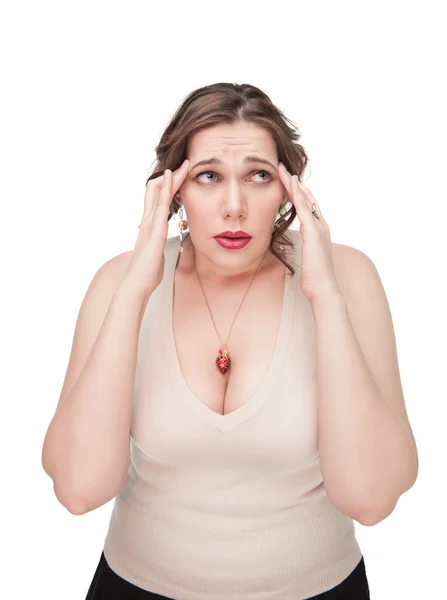 Plus size woman with headache Royalty Free Stock Images