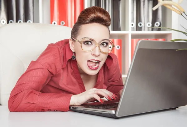 Crazy business woman working — Stock Photo, Image