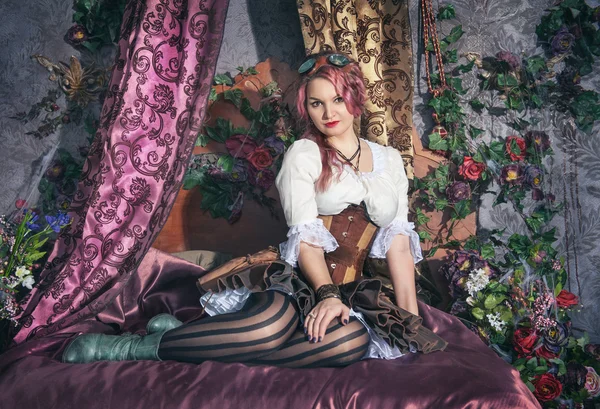 Krásný steampunk žena — Stock fotografie