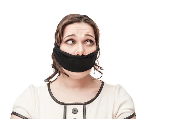 Plus size woman gagged — Stock Photo, Image