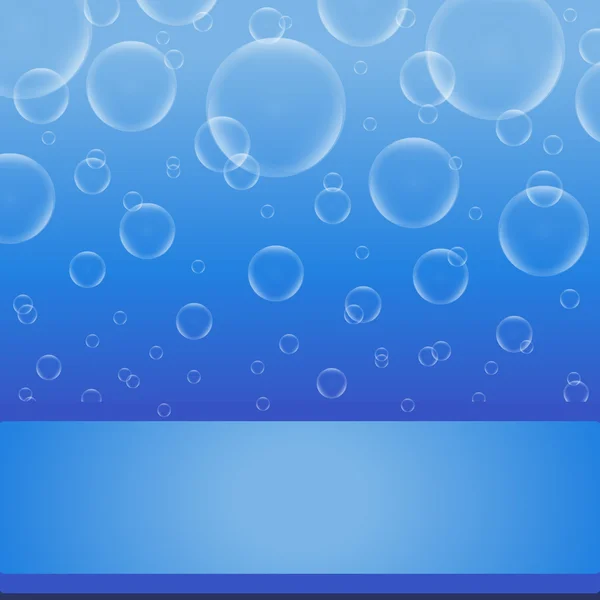 Bulles de savon sur fond bleu avec cadre — Photo