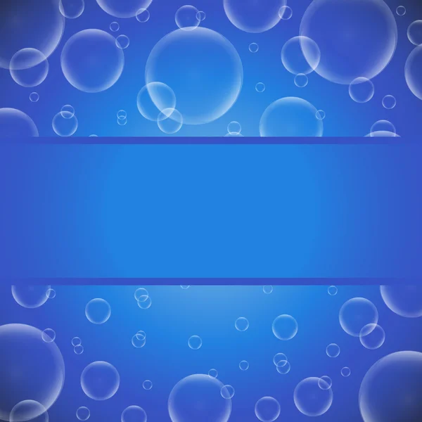 Burbujas de jabón sobre fondo azul con luces y marco —  Fotos de Stock