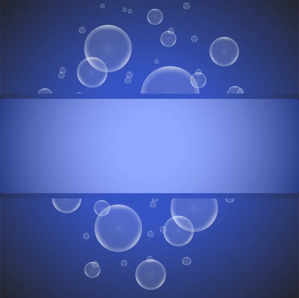 Burbujas de jabón sobre fondo azul con luces y marco —  Fotos de Stock