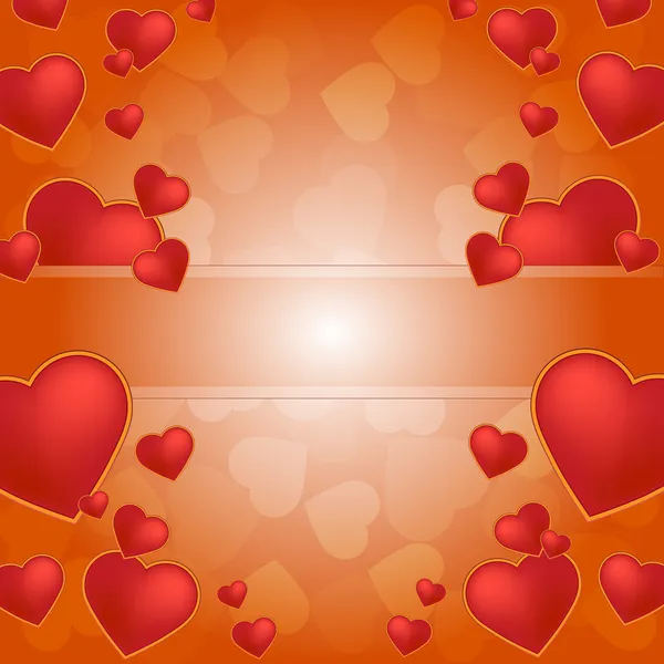 Red hearts background with frame — Stock Photo, Image
