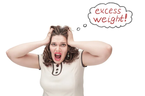 Plus size woman screaming about excess weight — Stock Photo, Image