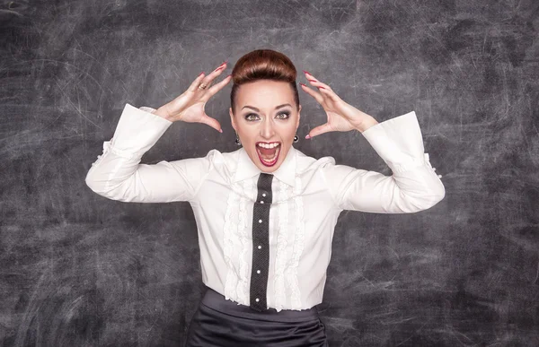 Angry screaming teacher — Stock Photo, Image