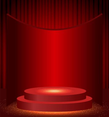 Vektör illüstrasyon kırmızı zemin Parlak sahne podyumu