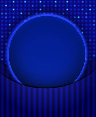 Vektör illüstrasyon mavi mozaik arkaplan tasarım için parlayan parlak yuvarlak afiş