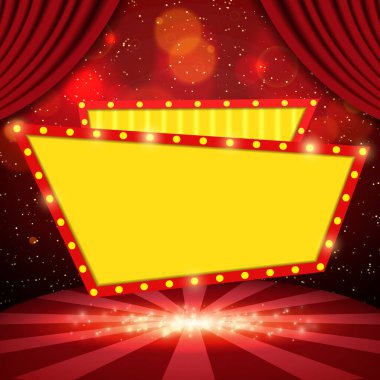 Sunum, konser ve tasarım için geçmişe dönük pankartı olan lüks kırmızı parlayan vektör arkaplanı