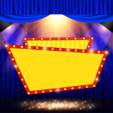 Sunum, konser ve tasarım için geçmişe dönük pankartı olan parlak mavi arkaplan