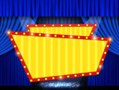 Sunum, konser ve tasarım için geçmişe dönük pankartı olan parlak mavi arkaplan