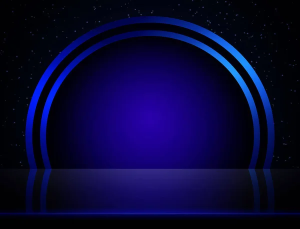 Вектор Порожній Синій Неоновий Блискучий Стіл Або Фон Стін Кімнати — стоковий вектор
