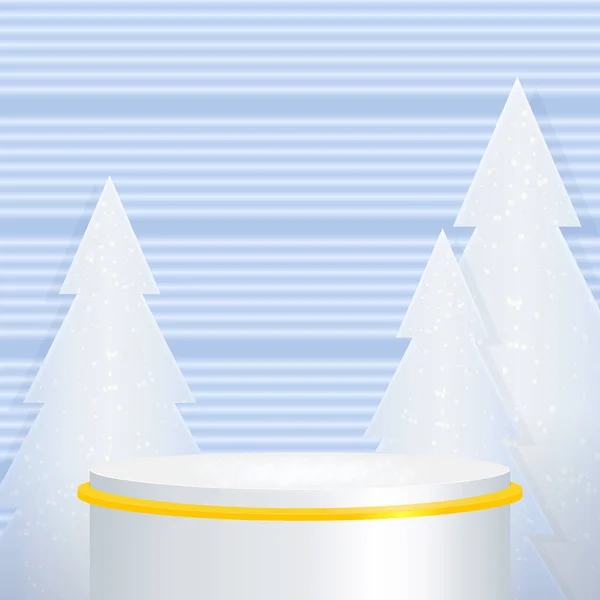 Vektorová Fáze Modrá Vánoční Neonové Pozadí Geometrickou Kulatou Platformou Kreativní — Stockový vektor