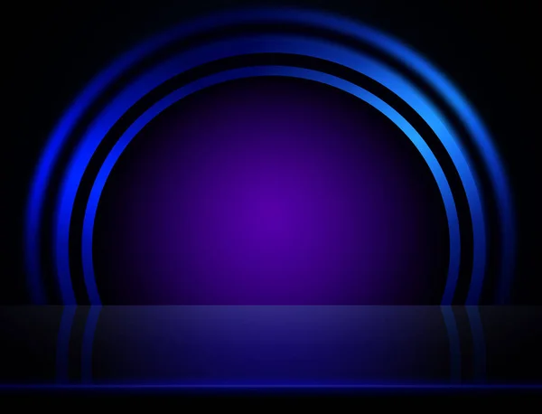 Vector Leerer Blauer Neon Glanz Tisch Oder Raumwandhintergrund Für Design — Stockvektor