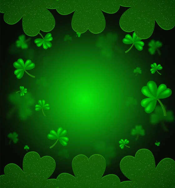 Vektor Illustration Leuchtender Hintergrund Mit Grünen Kleeblättern Für Patricks Day — Stockvektor