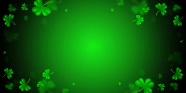 緑のクローバーとベクトルイラスト輝く背景聖パトリックの日のデザイン — ストックベクタ